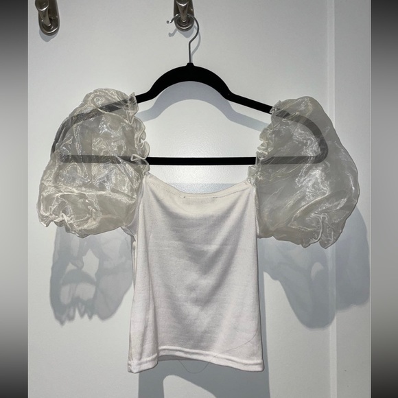 ASOS White Organza Sleeve top - Picture 7 of 8